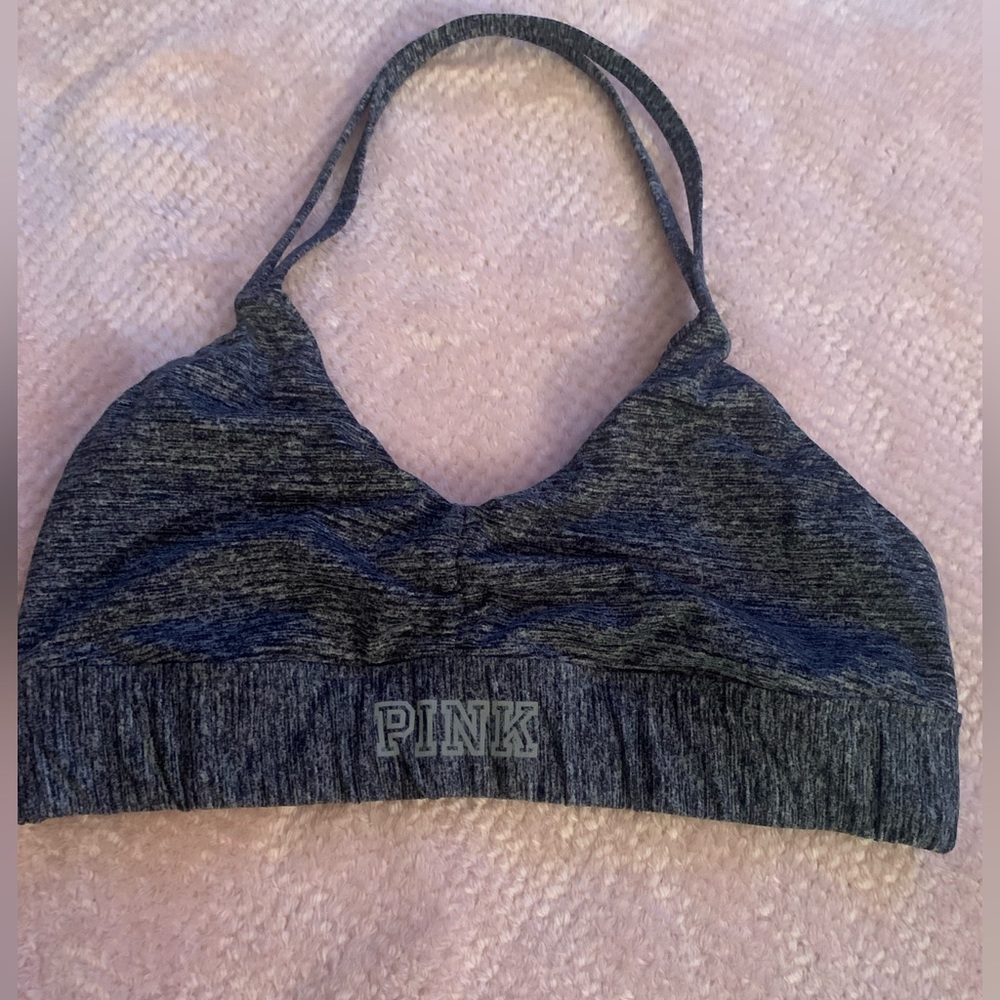 Pink grey sports bra